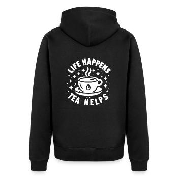 Life Happens Le thé aide - Veste à capuche bio Premium Unisexe - noir - Dos - Nico (187cm)