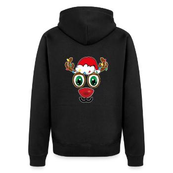 11883 Rentier leichtes Kind - Unisex Premium Bio Zip Hoodie - Schwarz - Hinten - Nico (187cm)