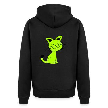 Pretty Cat Looking Happy Cheerful Smiling - Unisex Premium Organic Zip Hoodie - black - Back - Nico (187cm)