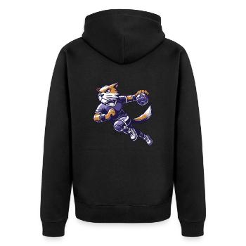 Le chat handballeur - Veste à capuche bio Premium Unisexe - noir - Dos - Nico (187cm)