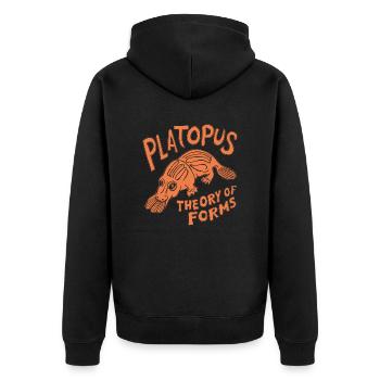 Theory of Forms - Platopus Design - Unisex Premium Bio Zip Hoodie - Schwarz - Hinten - Nico (187cm)