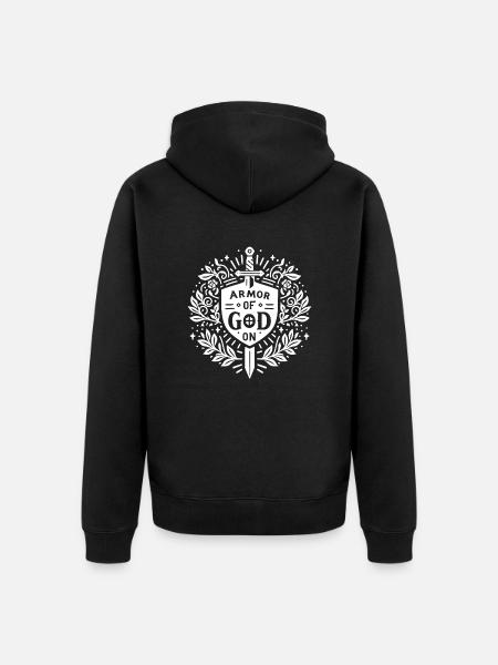 Rüstung Gottes auf - Unisex Premium Bio Zip Hoodie - Schwarz