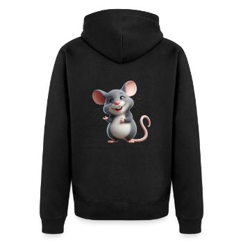Maus 1 - Unisex Premium Bio Zip Hoodie - Schwarz - Hinten - Nico (187cm)