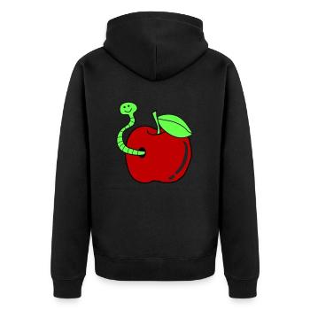 wurm apfel - Unisex Premium Bio Zip Hoodie - Schwarz - Hinten - Nico (187cm)