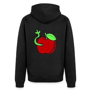wurm apfel sonnenbrille - Unisex Premium Bio Zip Hoodie - Schwarz - Hinten - Nico (187cm)