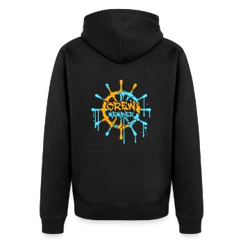 Crew Member Schiffssteuerrad Steuerrad Graffiti - Unisex Premium Bio Zip Hoodie - Schwarz - Hinten - Nico (187cm)