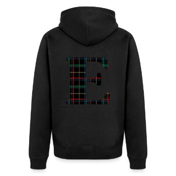 Monogramme e tartan écossais - Veste à capuche bio Premium Unisexe - noir - Dos - Nico (187cm)