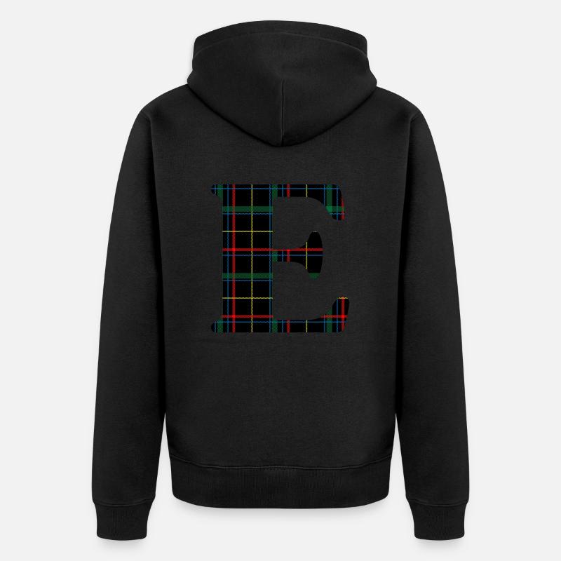 Monogramme e tartan écossais - Veste à capuche bio Premium Unisexe - noir