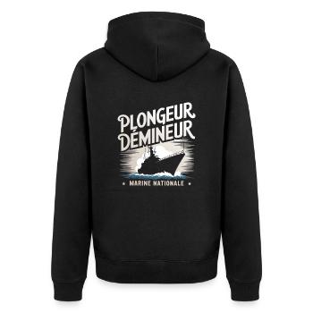 Plongeur Démineur Marine Nationale - Veste à capuche bio Premium Unisexe - noir - Dos - Nico (187cm)