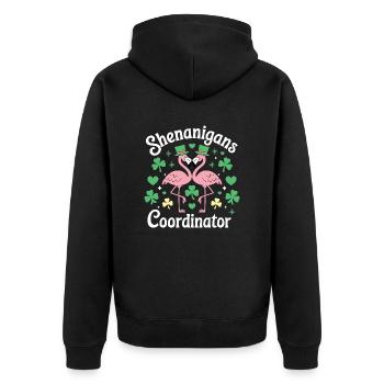 Shenanigans Koordinator - Unisex Premium Bio Zip Hoodie - Schwarz - Hinten - Nico (187cm)