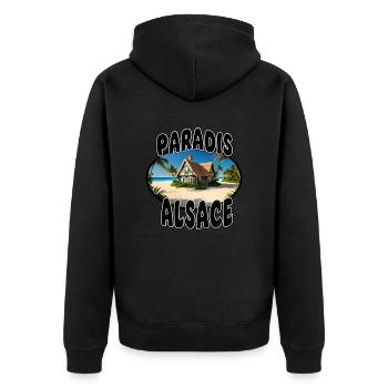 Paradies Elsass - Unisex Premium Bio Zip Hoodie - Schwarz - Hinten - Nico (187cm)