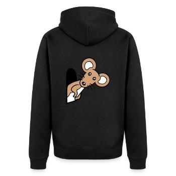 Maus Wand Loch Mauseloch Guckt Süß Lustig Comic - Unisex Premium Bio Zip Hoodie - Schwarz - Hinten - Nico (187cm)