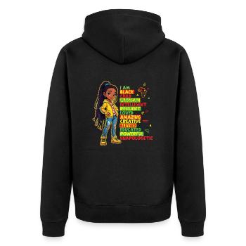 Ich bin schwarzes Kind Geschichtsmonat Afroamerikaner - Unisex Premium Bio Zip Hoodie - Schwarz - Hinten - Nico (187cm)