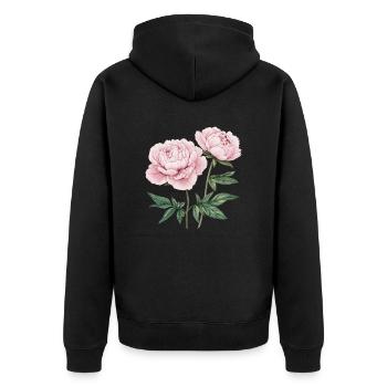 2 Pfingstrosen - Unisex Premium Bio Zip Hoodie - Schwarz - Hinten - Nico (187cm)
