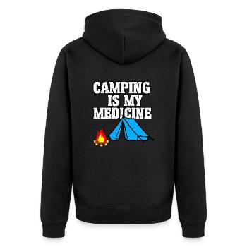 Camping Medicine - Unisex Premium Organic Zip Hoodie - black - Back - Nico (187cm)