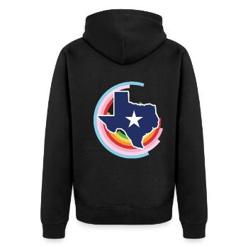 Conception de carte du Texas pour les fiers Texans LGBT + - Veste à capuche bio Premium Unisexe - noir - Dos - Nico (187cm)