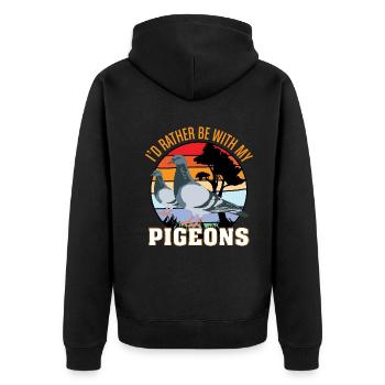 Eher mit Tauben Parkgestaltung für Taubenliebhaber - Unisex Premium Bio Zip Hoodie - Schwarz - Hinten - Nico (187cm)