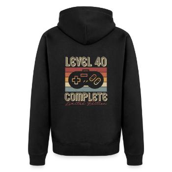 40th Birthday 40th Anniversary Retro Gift - Unisex Premium Organic Zip Hoodie - black - Back - Nico (187cm)