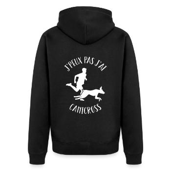 I can't I have canicross, humor canicross - Unisex Premium Organic Zip Hoodie - black - Back - Nico (187cm)