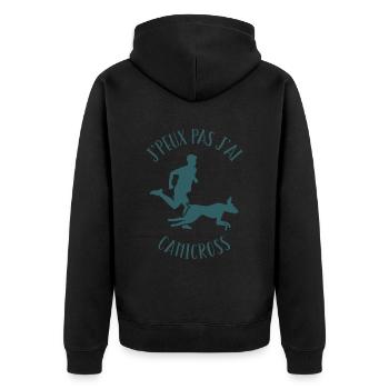 I can't I have canicross, humor canicross - Unisex Premium Organic Zip Hoodie - black - Back - Nico (187cm)