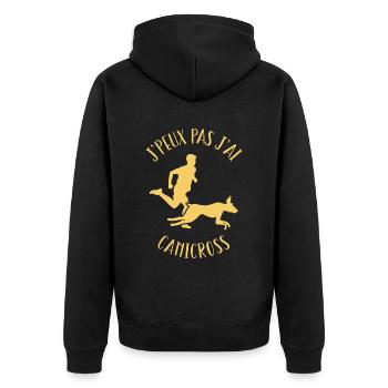 J'peux Pas J'ai Canicross, Humour Canicross - Veste à capuche bio Premium Unisexe - noir - Dos - Nico (187cm)