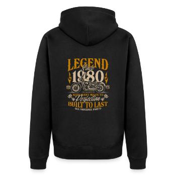 Légende depuis 1980 Cadeau d’anniversaire moto - Veste à capuche bio Premium Unisexe - noir - Dos - Nico (187cm)