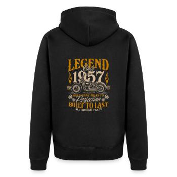 Legend Since 1957 Motorcycle Birthday Gift - Unisex Premium Organic Zip Hoodie - black - Back - Nico (187cm)