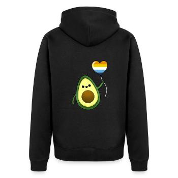 Avocado with Aroace Pride Balloon - Unisex Premium Organic Zip Hoodie - black - Back - Nico (187cm)