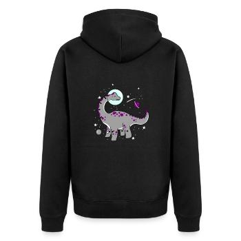 Ace Pride Dinosaurier Asexual Space - Unisex Premium Bio Zip Hoodie - Schwarz - Hinten - Nico (187cm)