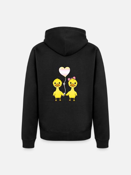 Duck Couple Pangender Pride - Unisex Premium Organic Zip Hoodie - black