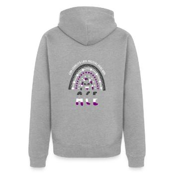 Asexueller Spruch Ace Pride Ace Regenbogen - Unisex Premium Bio Zip Hoodie - Grau meliert - Hinten - Nico (187cm)