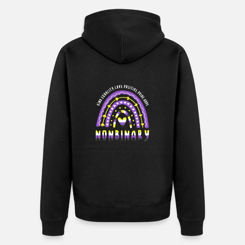 Nonbinary Pride Arc-en-ciel non binaire - Veste à capuche bio Premium Unisexe - noir
