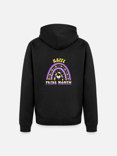 Happy Pride Month Nonbinary Rainbow - Unisex Premium Organic Zip Hoodie - black