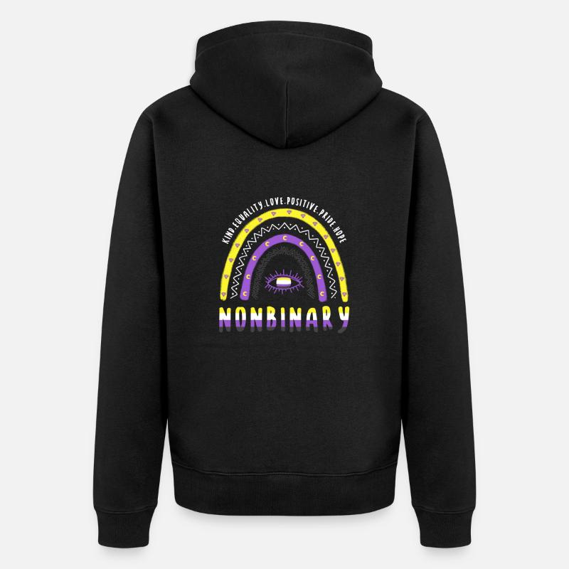 Boho Regenbogen Nonbinary - Unisex Premium Bio Zip Hoodie - Schwarz