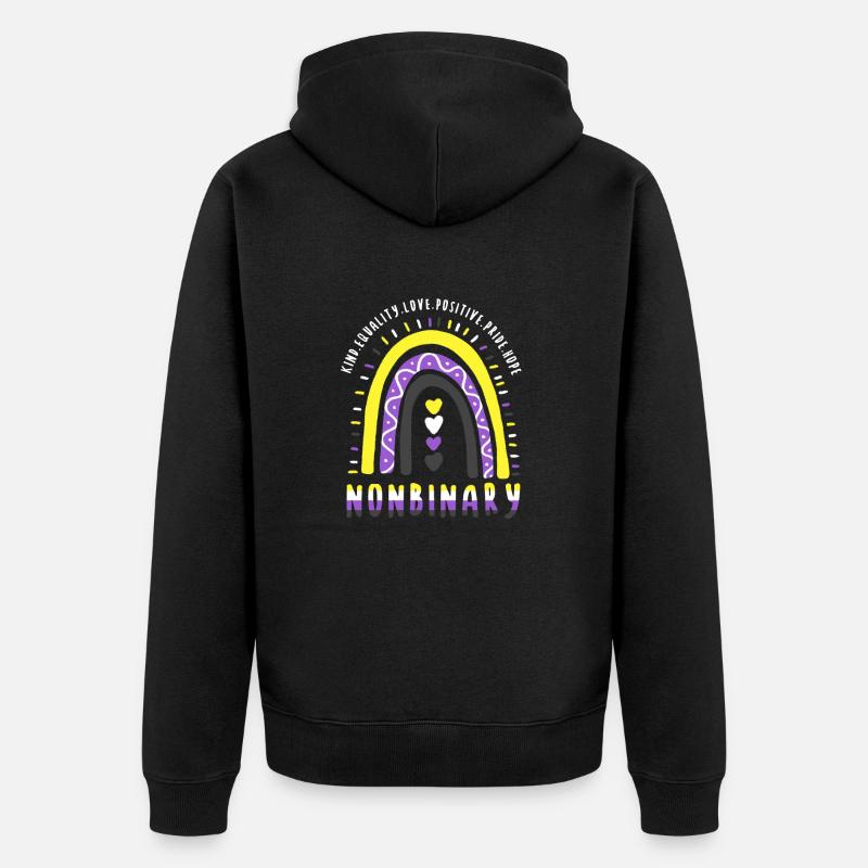 Nonbinary Boho Regenbogen - Unisex Premium Bio Zip Hoodie - Schwarz