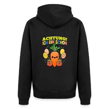 Achtung Ich Bin Schon 5 Geburtstag Karotte - Unisex Premium Bio Zip Hoodie - Schwarz - Hinten - Nico (187cm)