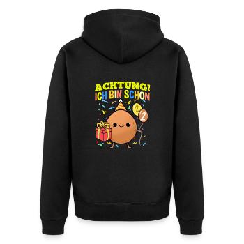 Achtung Ich Bin Schon 2 Geburtstag Kokosnuss - Unisex Premium Bio Zip Hoodie - Schwarz - Hinten - Nico (187cm)