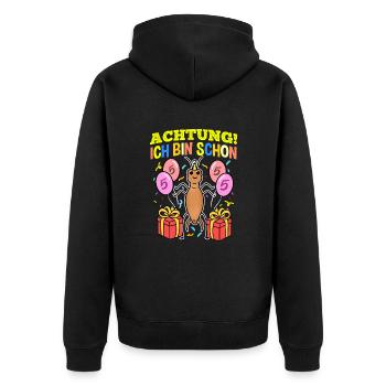 Achtung Ich Bin Schon 5 Geburtstag Ohrwurm - Unisex Premium Bio Zip Hoodie - Schwarz - Hinten - Nico (187cm)