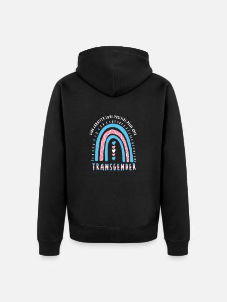 Trans Saying Transgender Boho Rainbow - Unisex Premium Organic Zip Hoodie - black