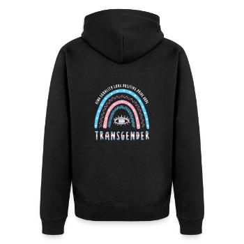 Boho Regenbogen Transgender - Unisex Premium Bio Zip Hoodie - Schwarz - Hinten - Nico (187cm)