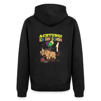 Achtung Ich Bin Schon 1 Tier Geburtstag Hyäne - Unisex Premium Bio Zip Hoodie - Schwarz - Hinten - Nico (187cm)