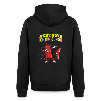 Achtung Ich Bin Schon 1 Geburtstag Ketchup - Unisex Premium Bio Zip Hoodie - Schwarz - Hinten - Nico (187cm)