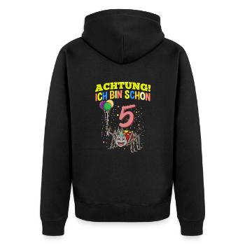 Achtung Ich Bin Schon 5 Tier Geburtstag Spinne - Unisex Premium Bio Zip Hoodie - Schwarz - Hinten - Nico (187cm)