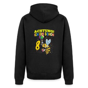 Achtung Ich Bin Schon 8 Tier Geburtstag Wespe - Unisex Premium Bio Zip Hoodie - Schwarz - Hinten - Nico (187cm)