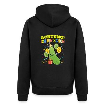 Achtung Ich Bin Schon 2 Geburtstag Zucchini - Unisex Premium Bio Zip Hoodie - Schwarz - Hinten - Nico (187cm)