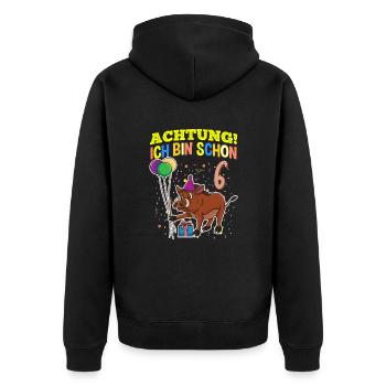 Achtung Ich Bin Schon 6 Geburtstag Warzenschwein - Unisex Premium Bio Zip Hoodie - Schwarz - Hinten - Nico (187cm)