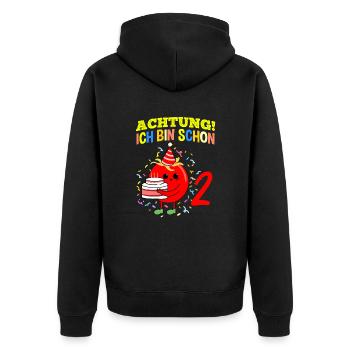 Achtung Ich Bin Schon 2 Geburtstag Tomate - Unisex Premium Bio Zip Hoodie - Schwarz - Hinten - Nico (187cm)