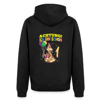 Achtung Ich Bin Schon 1 Tier Geburtstag Schlange - Unisex Premium Bio Zip Hoodie - Schwarz - Hinten - Nico (187cm)