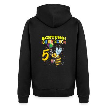Achtung Ich Bin Schon 5 Tier Geburtstag Wespe - Unisex Premium Bio Zip Hoodie - Schwarz - Hinten - Nico (187cm)