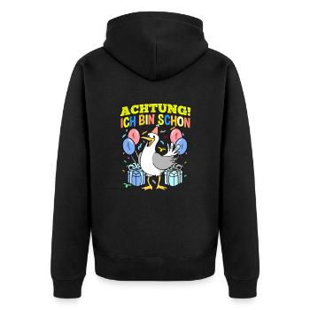 Achtung Ich Bin Schon 1 Geburtstag Möwe - Unisex Premium Bio Zip Hoodie - Schwarz - Hinten - Nico (187cm)